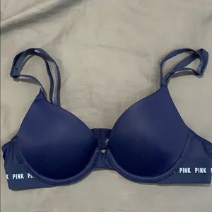 Navy blue pink bra